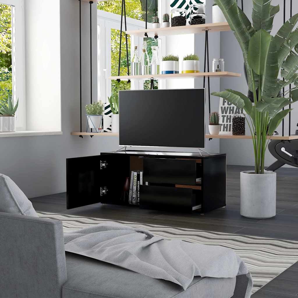 Televizoriaus spintelė, juoda, 80x34x36cm, apdirbta mediena