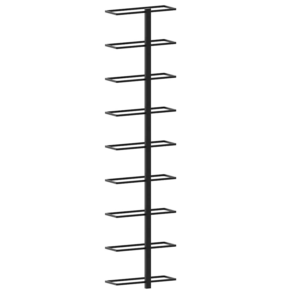 Prie sienos montuojamas vyno laikiklis, juodas, geležis