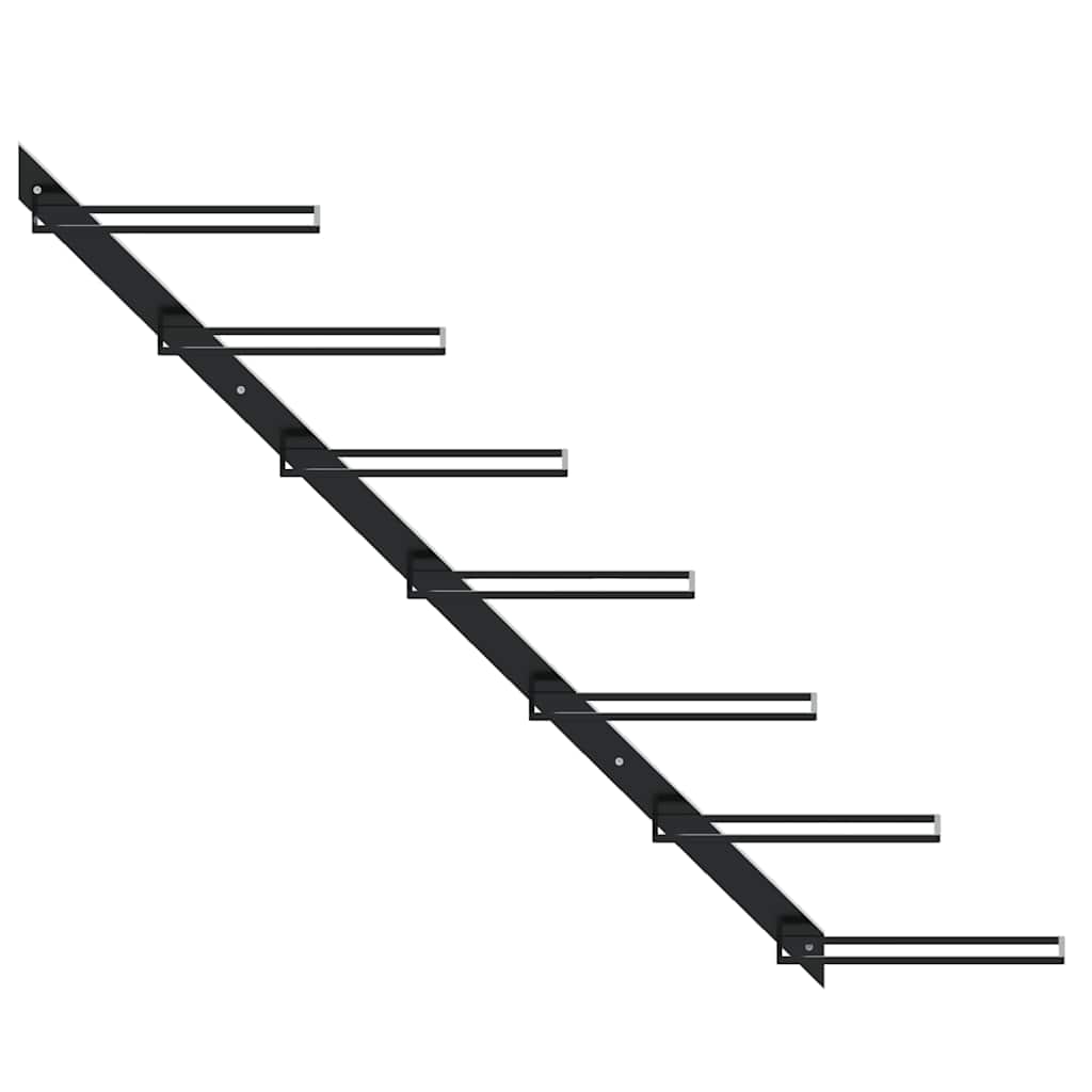 Wall-mounted wine rack, black, metal