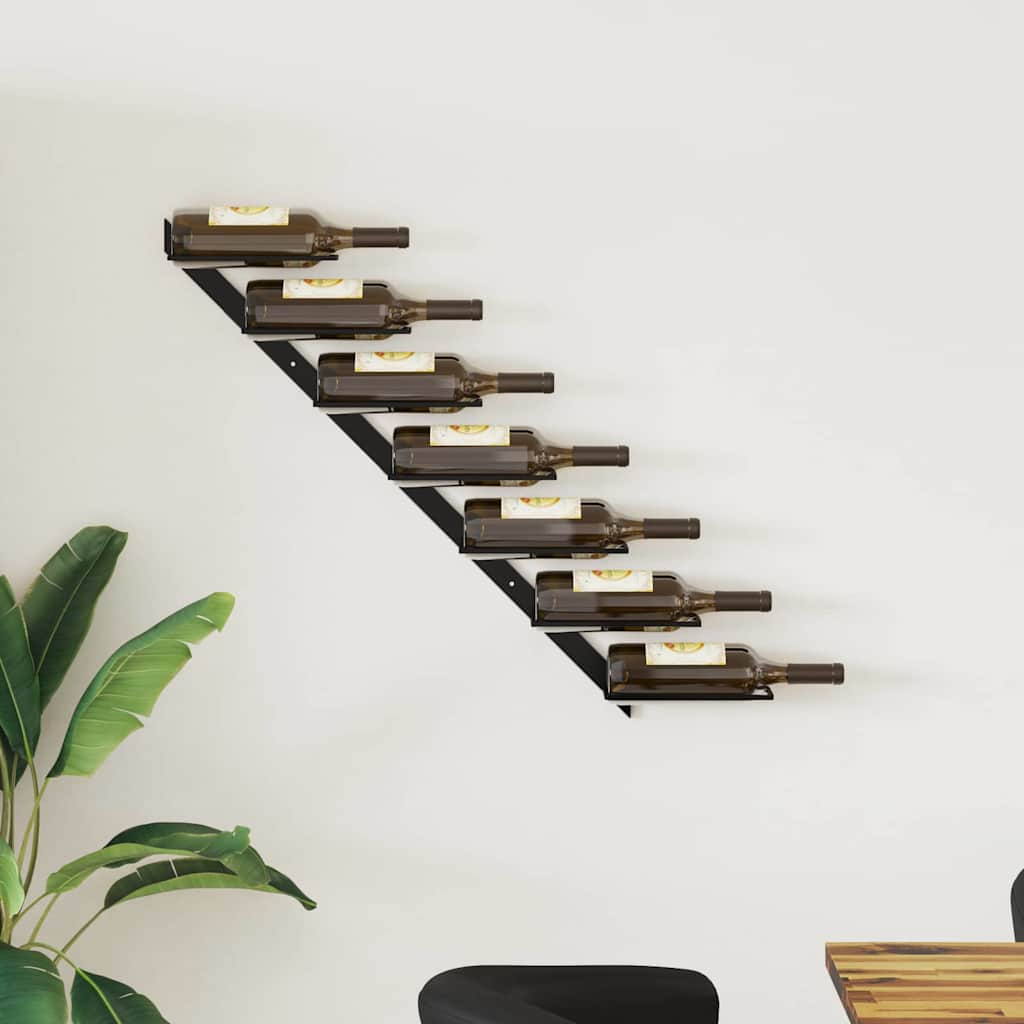 Wall-mounted wine rack, black, metal