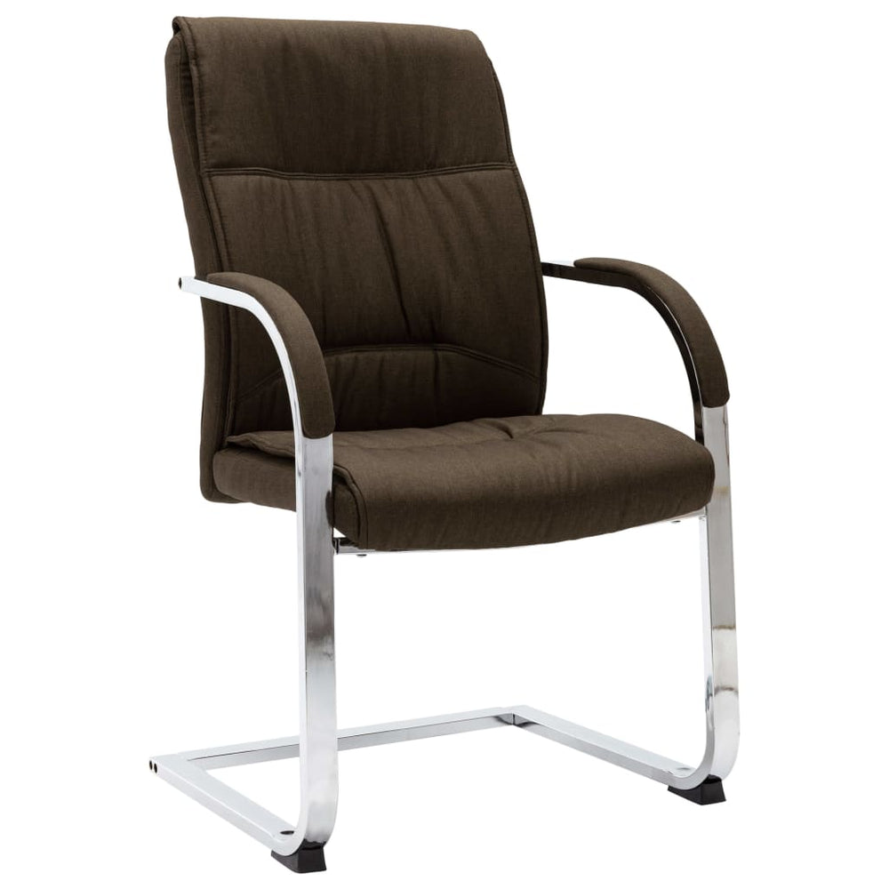 Cantilever office chair, brown, fabric