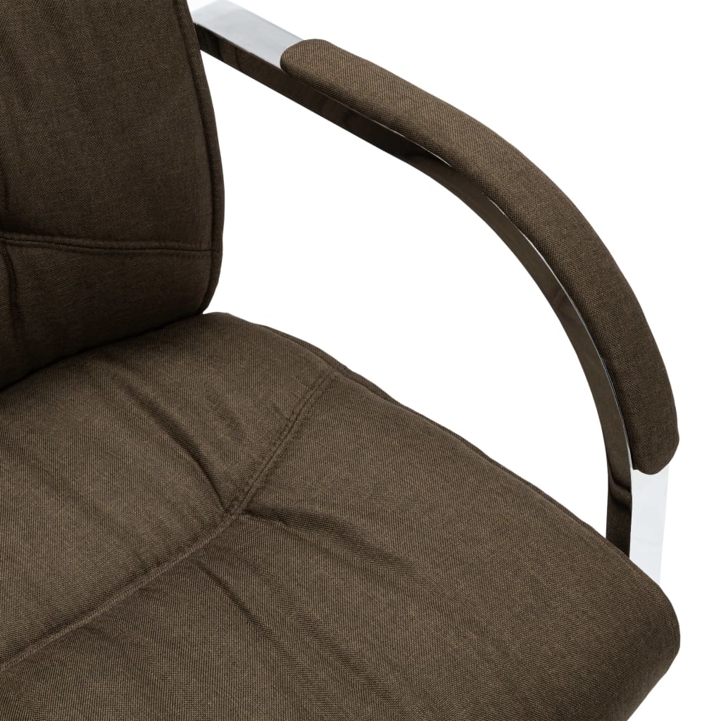 Cantilever office chair, brown, fabric