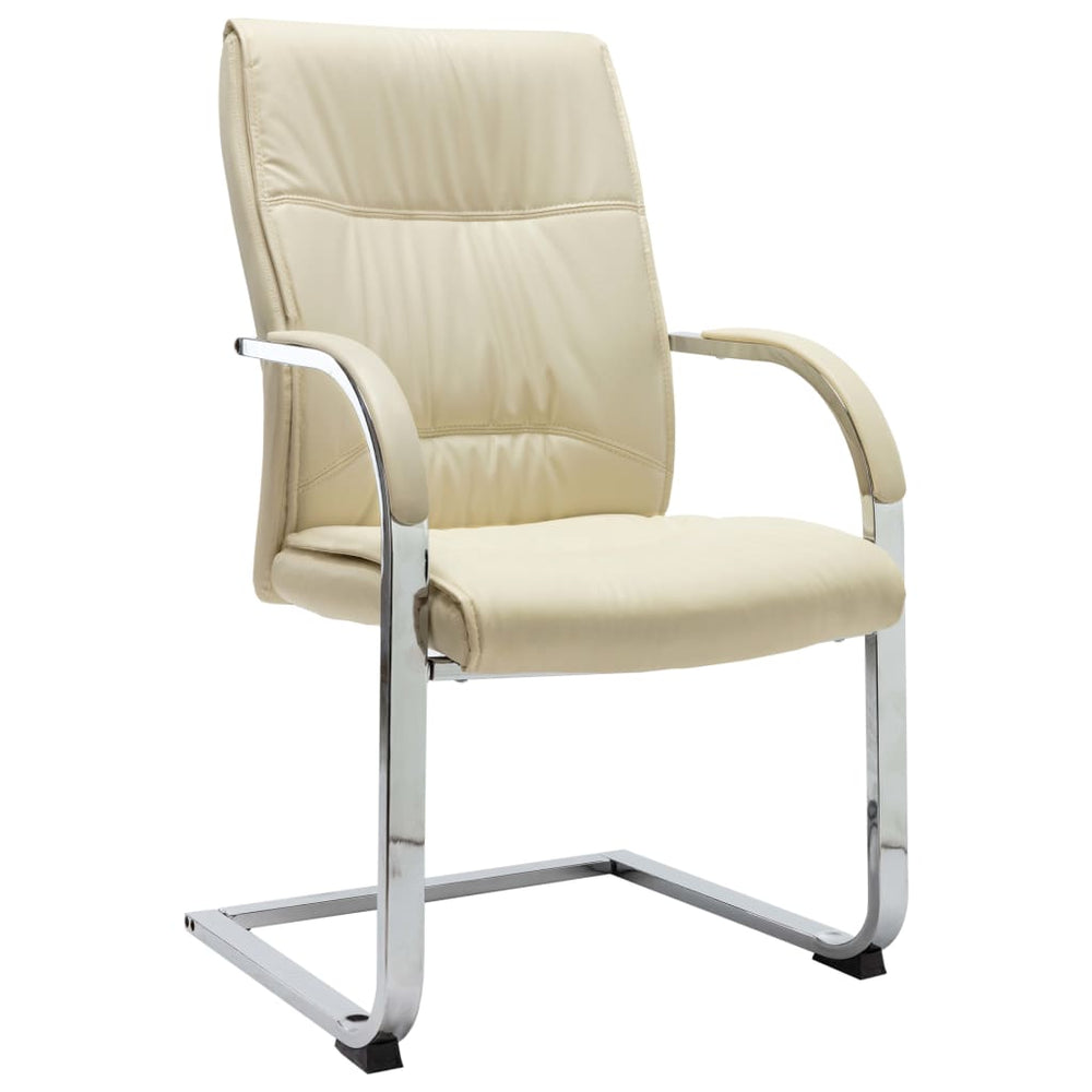 Cantilever office chair, cream-colored, artificial leather