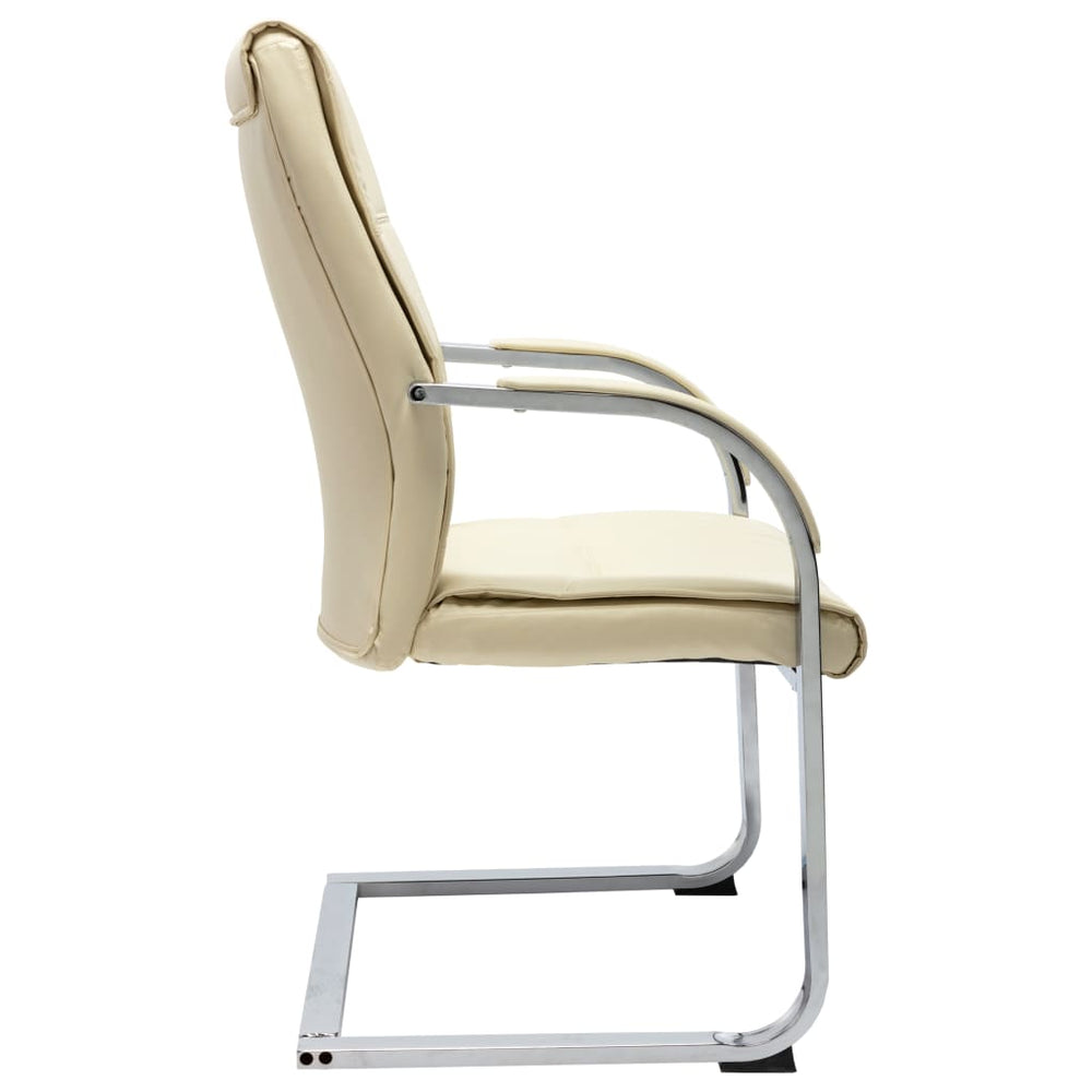 Cantilever office chair, cream-colored, artificial leather