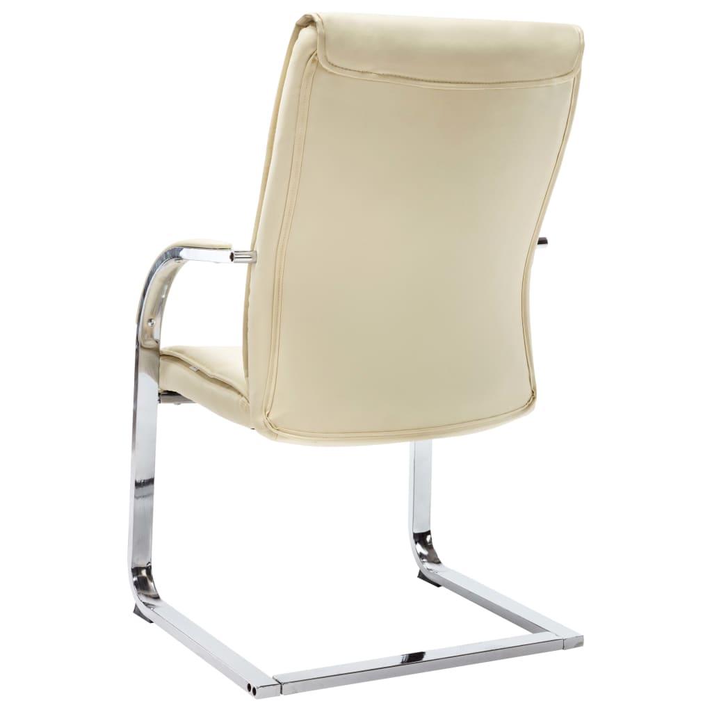 Cantilever office chair, cream-colored, artificial leather