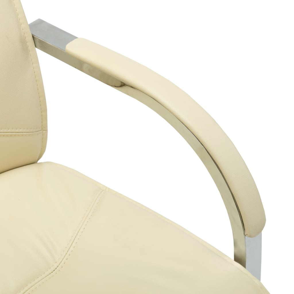 Cantilever office chair, cream-colored, artificial leather