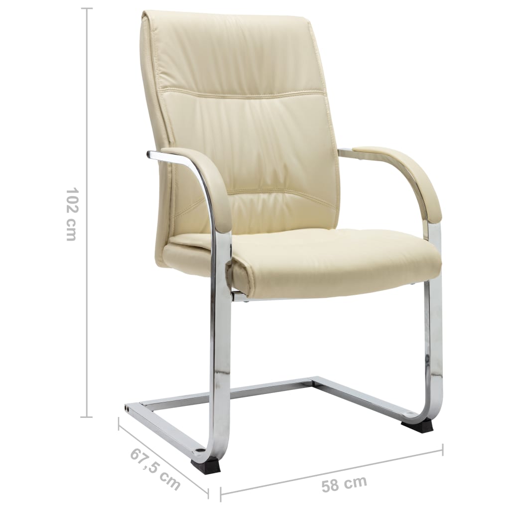 Cantilever office chair, cream-colored, artificial leather