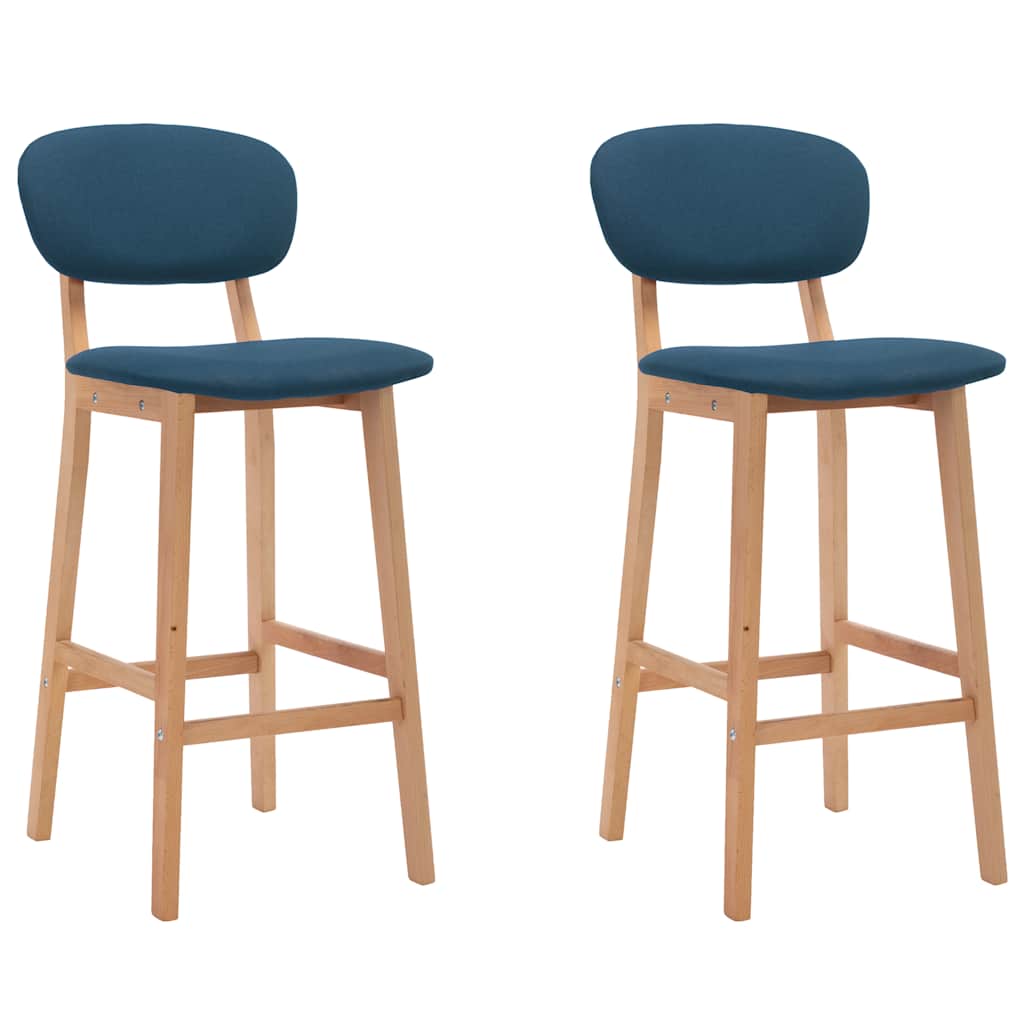 Bar stools, 2 pcs, blue, fabric