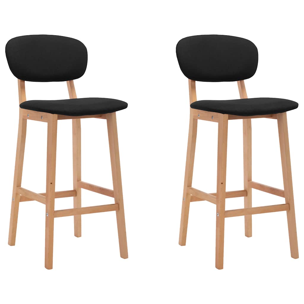 Bar stools, 2 pcs, black, fabric