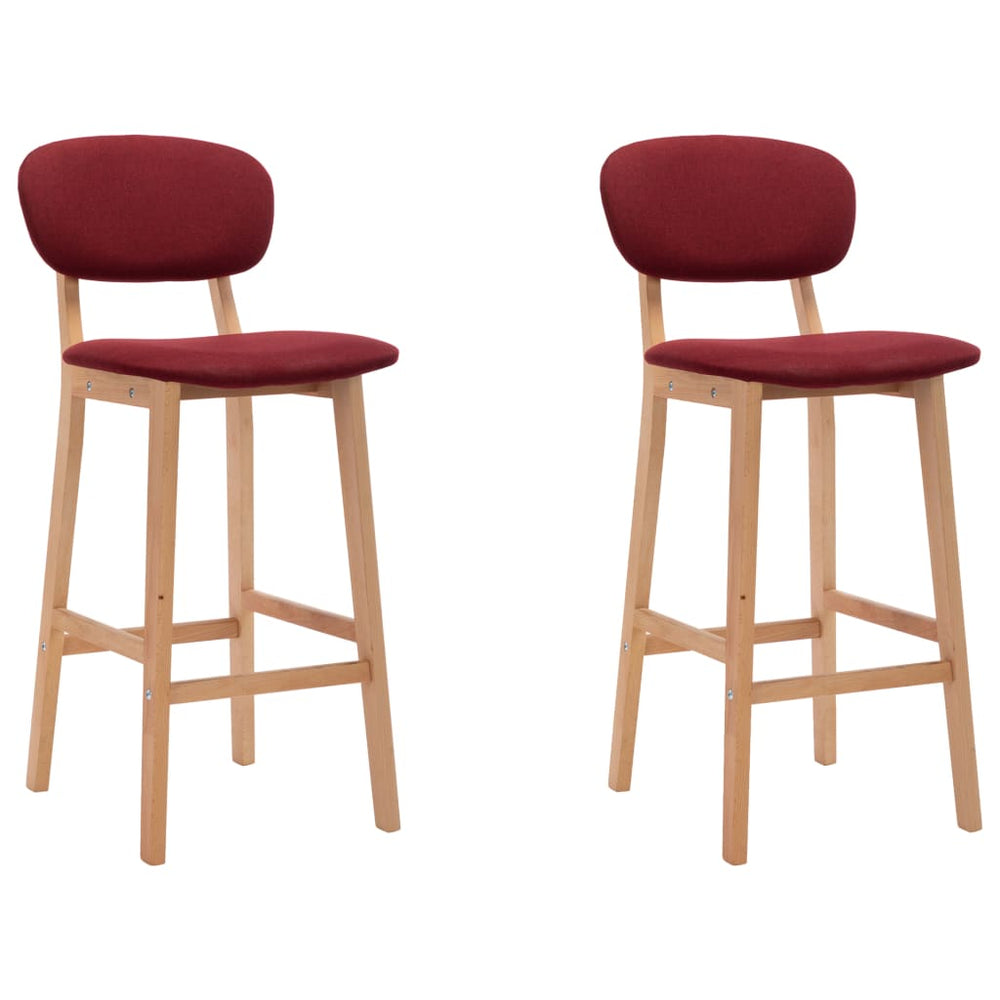 Bar stools, 2 pcs, burgundy, fabric
