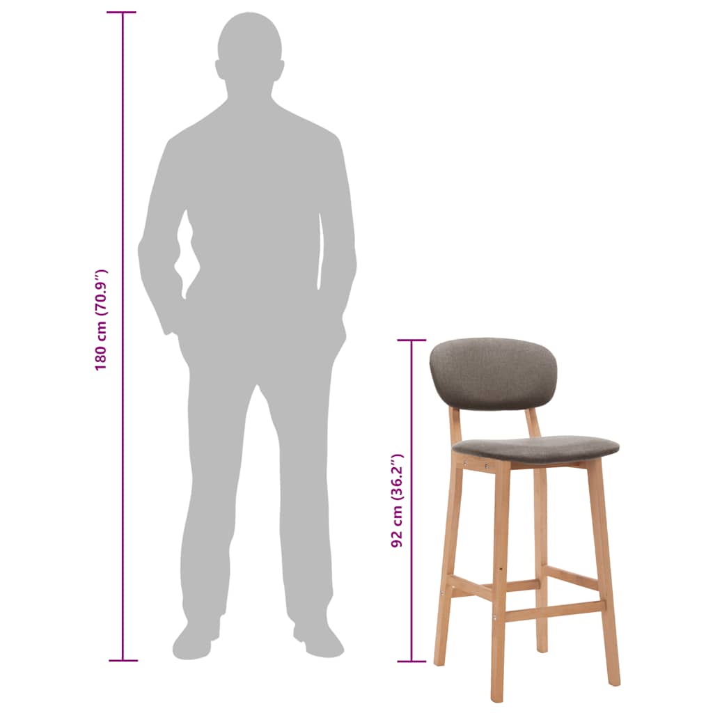 Bar stools, 2 pcs, taupe, fabric