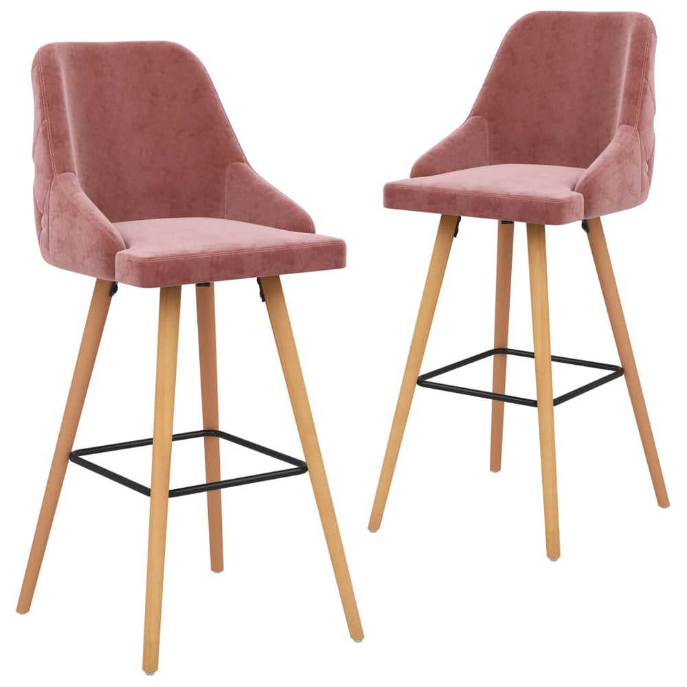 Bar stools, 2 pcs, pink, velvet