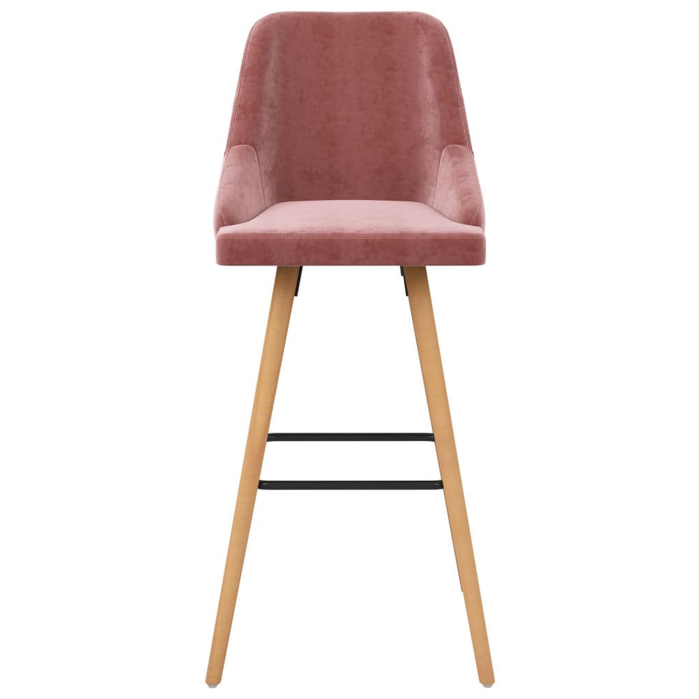 Bar stools, 2 pcs, pink, velvet
