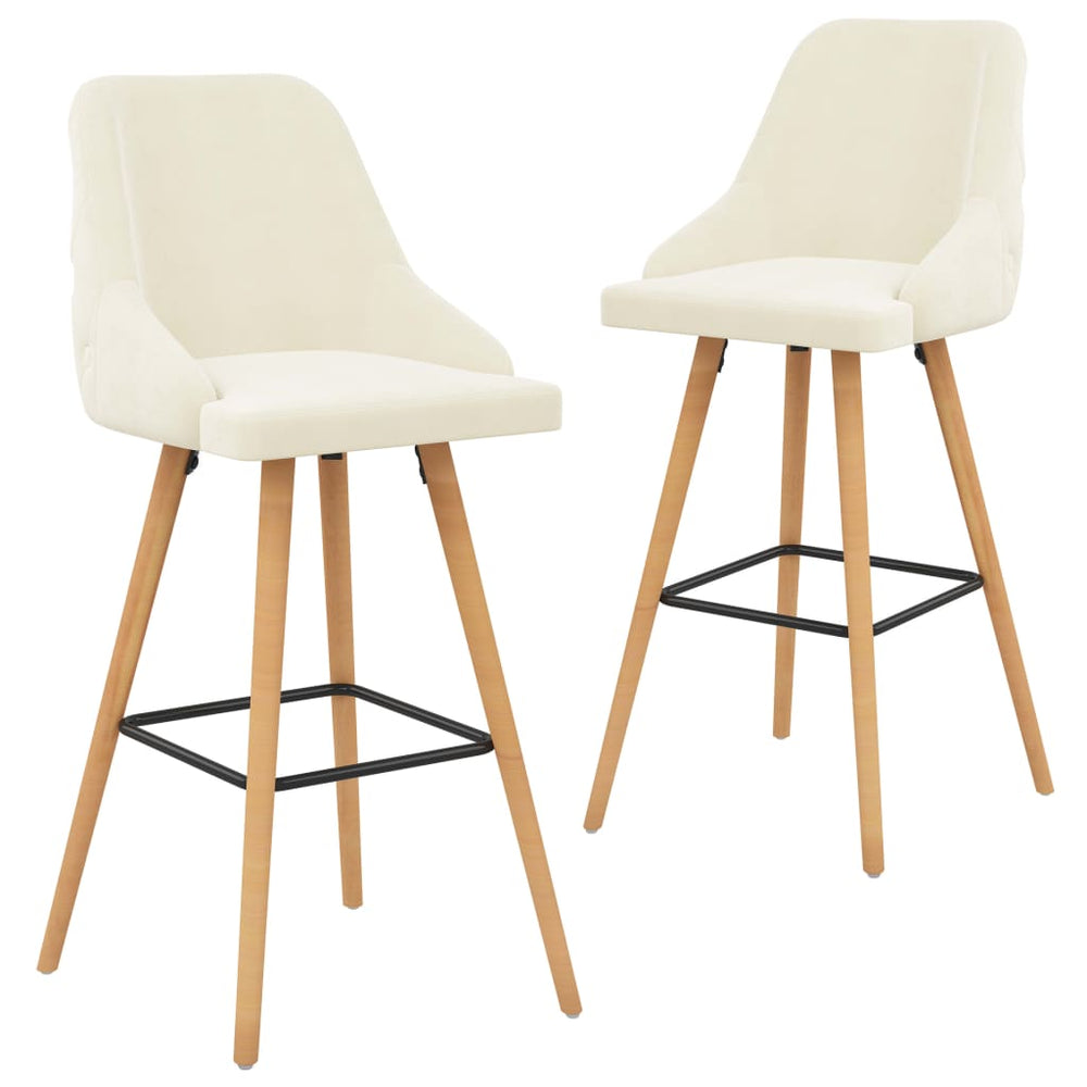 Bar stools, 2 pcs., cream, velvet