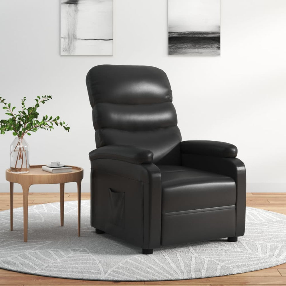 Recliner, black, faux leather