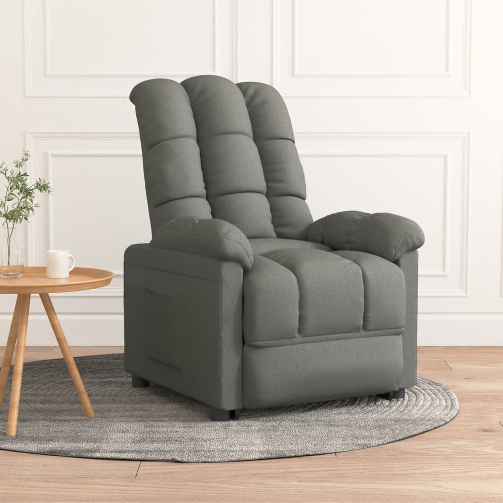 Reclining armchair, dark grey, fabric