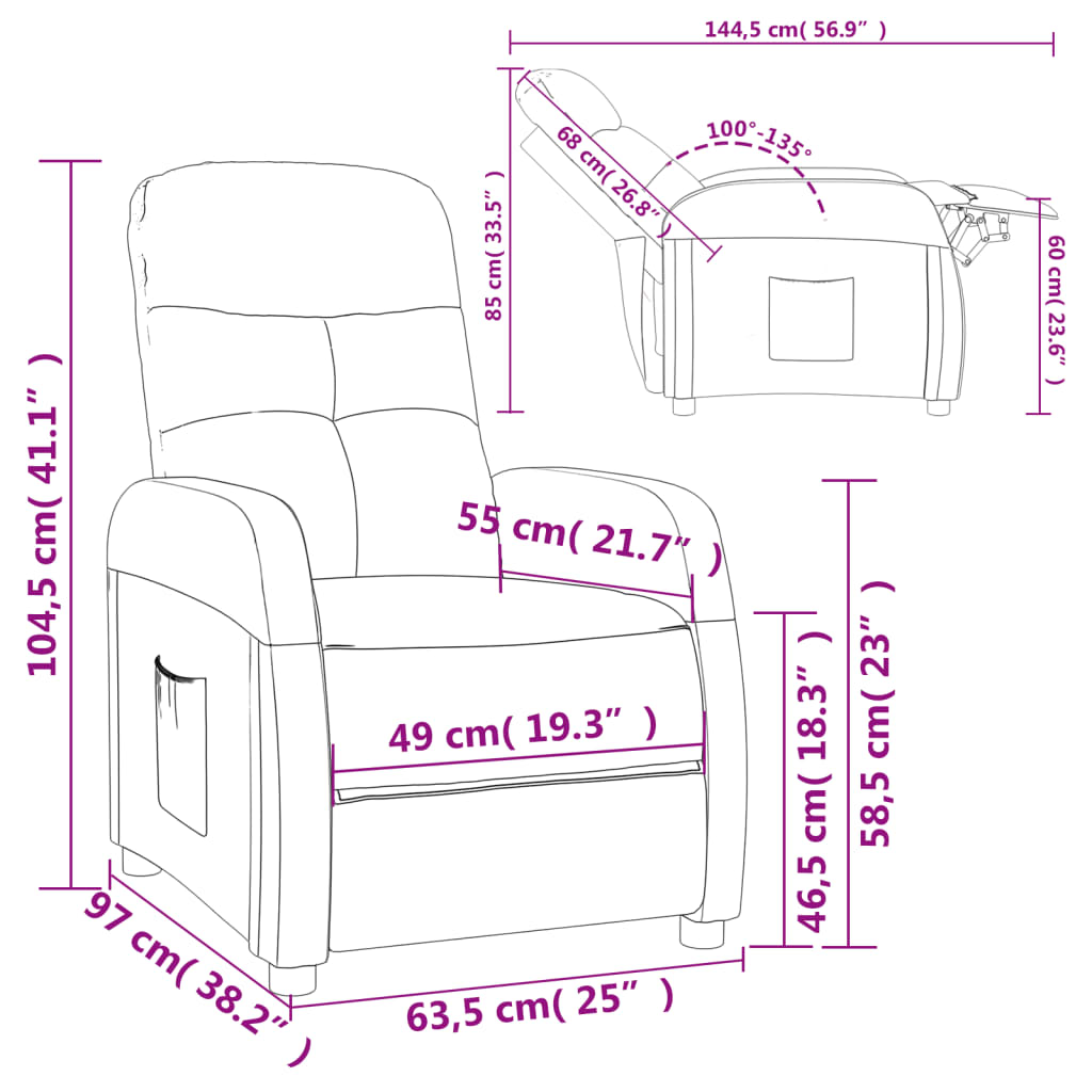 Recliner, taupe, fabric