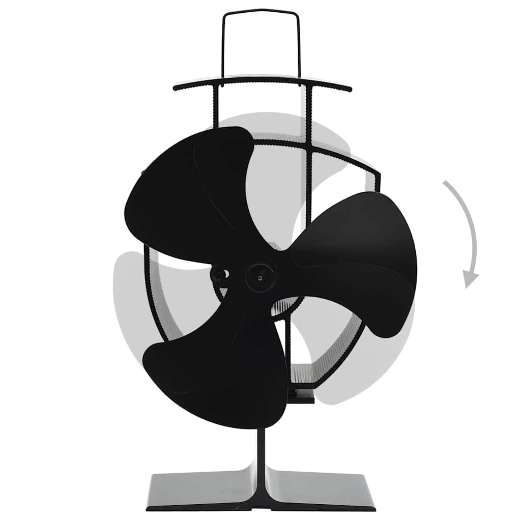 Heat-powered stove fan, black, 3 blades