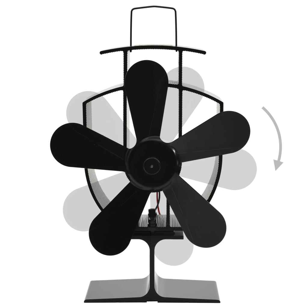 Ar siltumu darbināms plīts ventilators, melns, 5 lāpstiņas