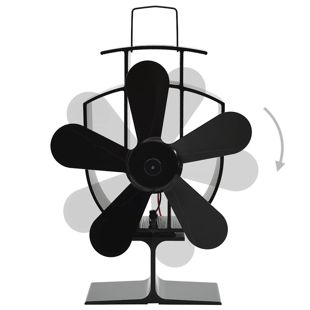 Ar siltumu darbināms plīts ventilators, melns, 5 lāpstiņas