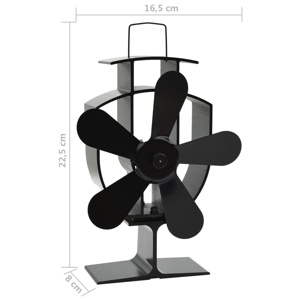 Ar siltumu darbināms plīts ventilators, melns, 5 lāpstiņas