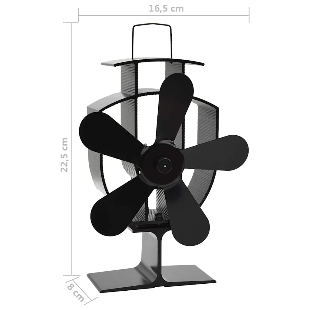Ar siltumu darbināms plīts ventilators, melns, 5 lāpstiņas