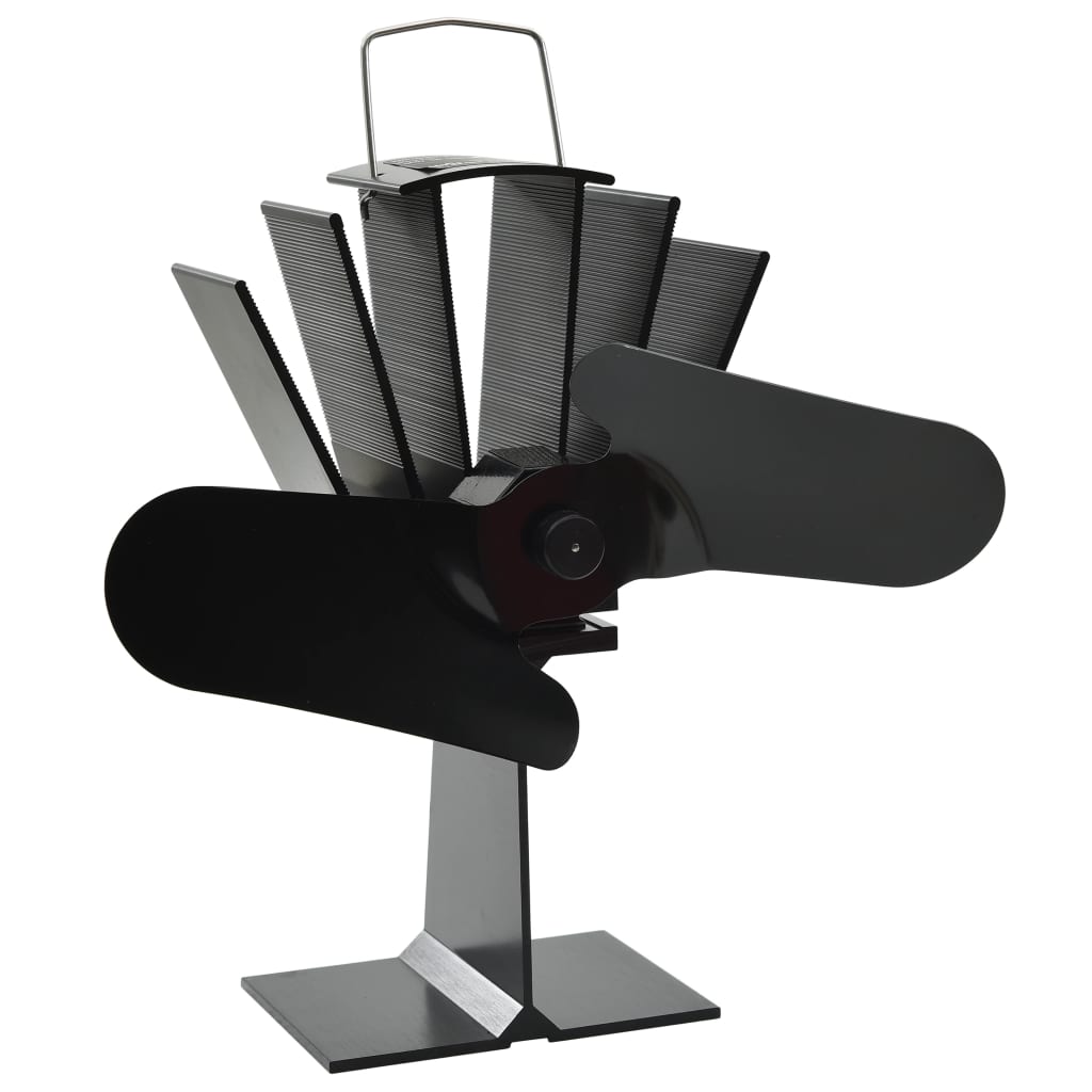 Ar karstumu darbināms plīts ventilators, melns, 2 lāpstiņas