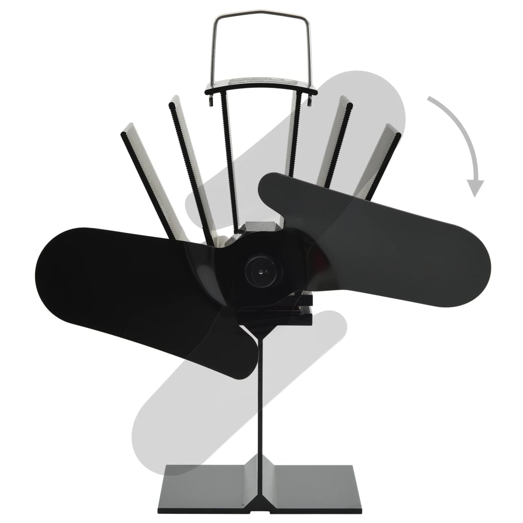 Ar karstumu darbināms plīts ventilators, melns, 2 lāpstiņas