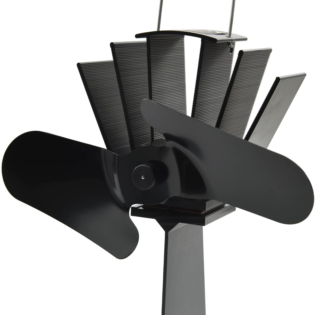 Ar karstumu darbināms plīts ventilators, melns, 2 lāpstiņas