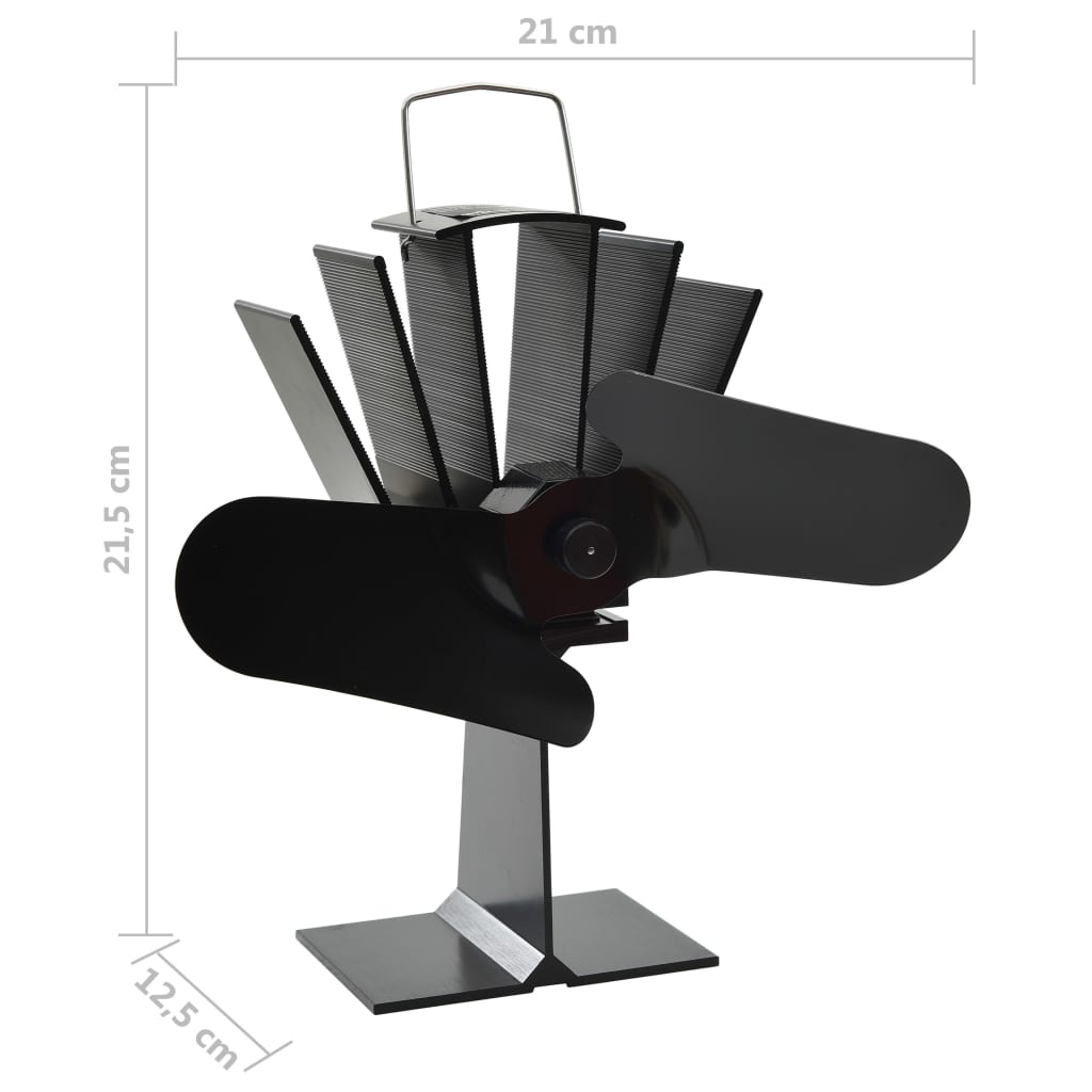 Ar karstumu darbināms plīts ventilators, melns, 2 lāpstiņas