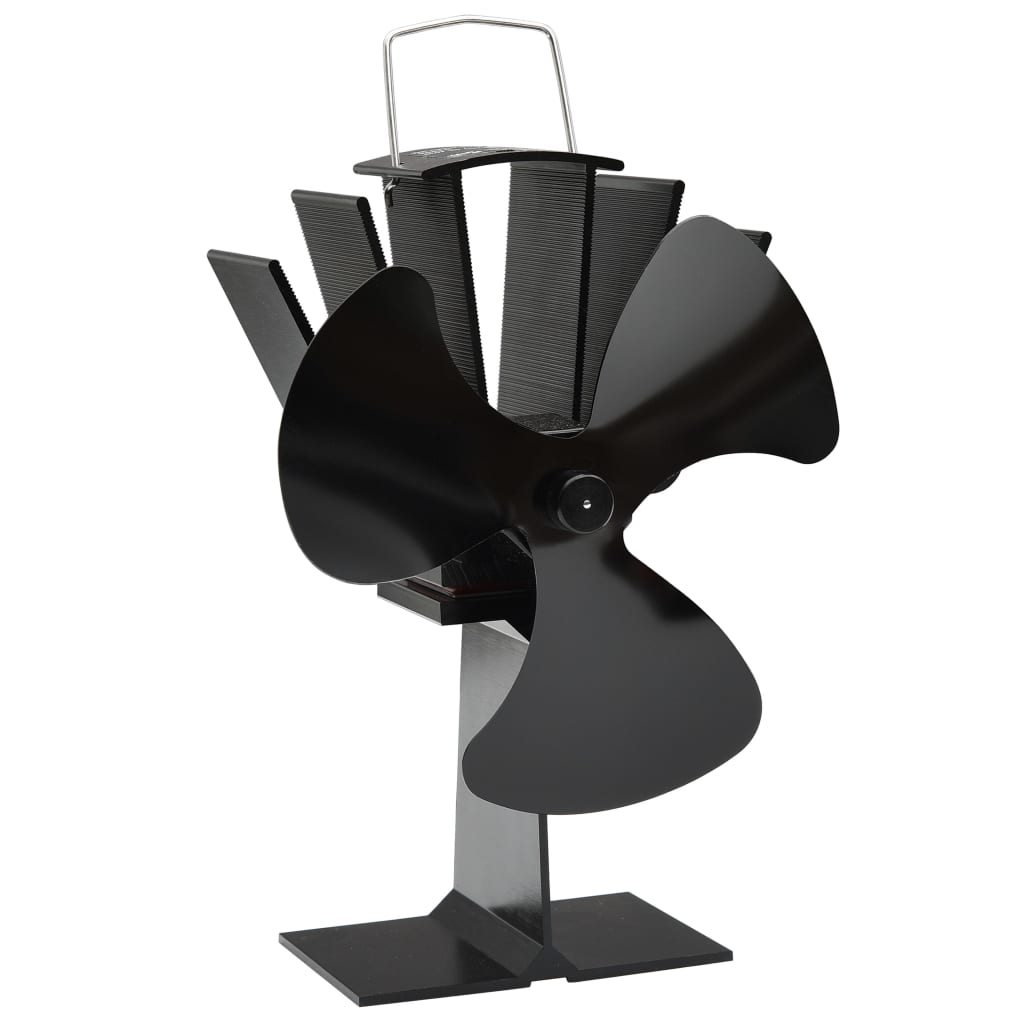 Ar krāsns siltumu darbināms ventilators, melns, 3 lāpstiņas