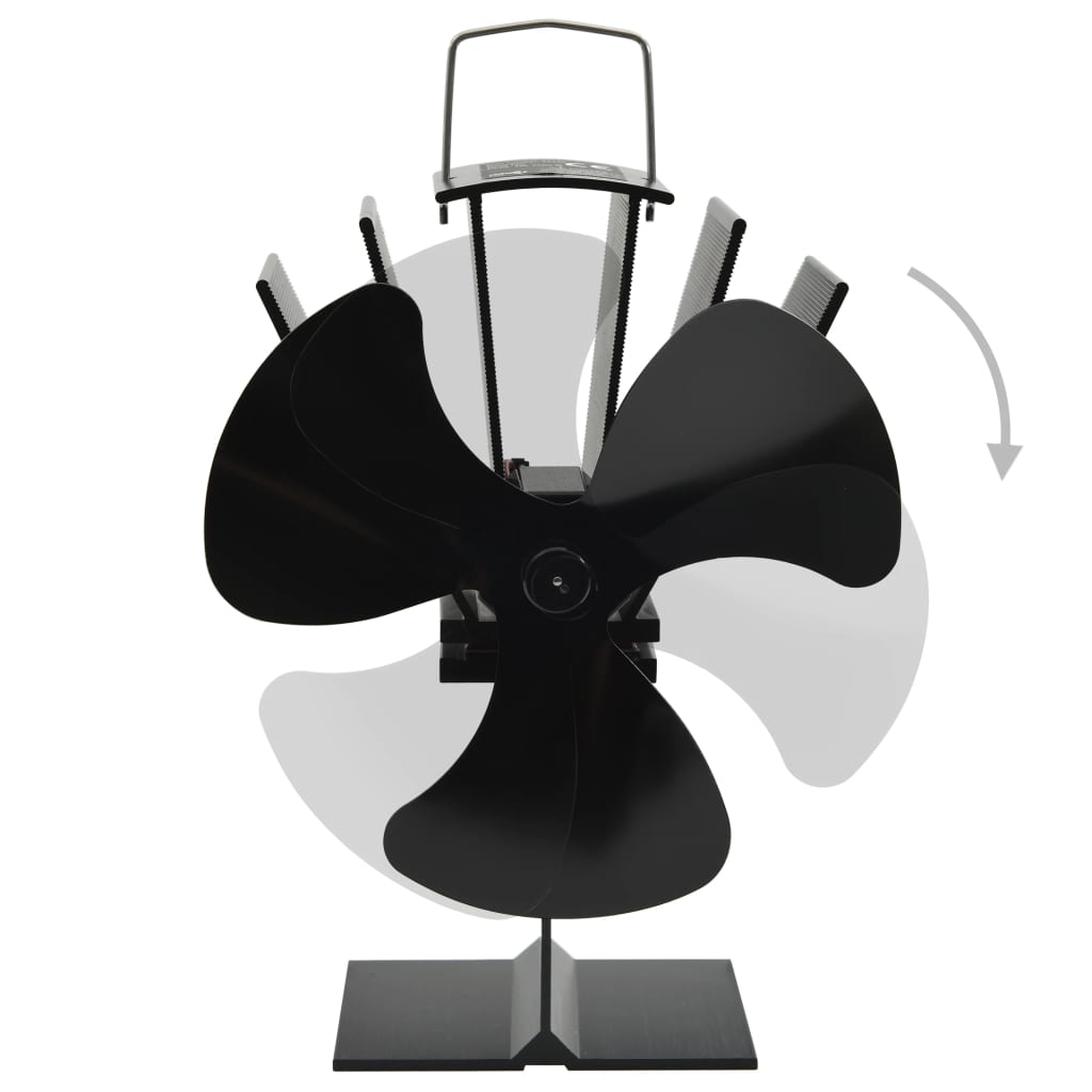 Ar krāsns siltumu darbināms ventilators, melns, 3 lāpstiņas