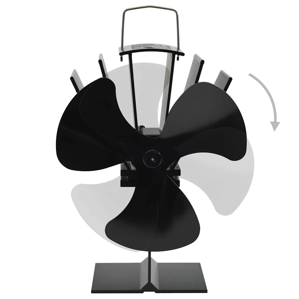 Ar krāsns siltumu darbināms ventilators, melns, 3 lāpstiņas
