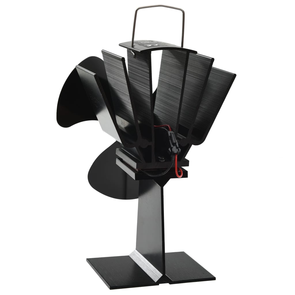 Ar krāsns siltumu darbināms ventilators, melns, 3 lāpstiņas