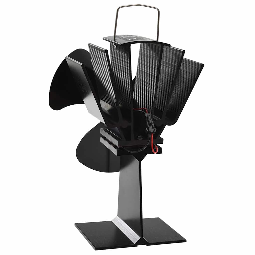 Ar krāsns siltumu darbināms ventilators, melns, 3 lāpstiņas