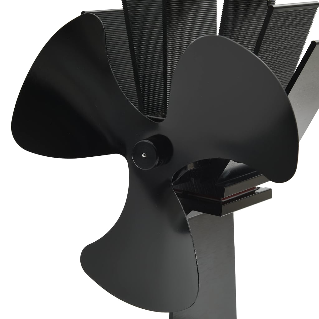 Ar krāsns siltumu darbināms ventilators, melns, 3 lāpstiņas