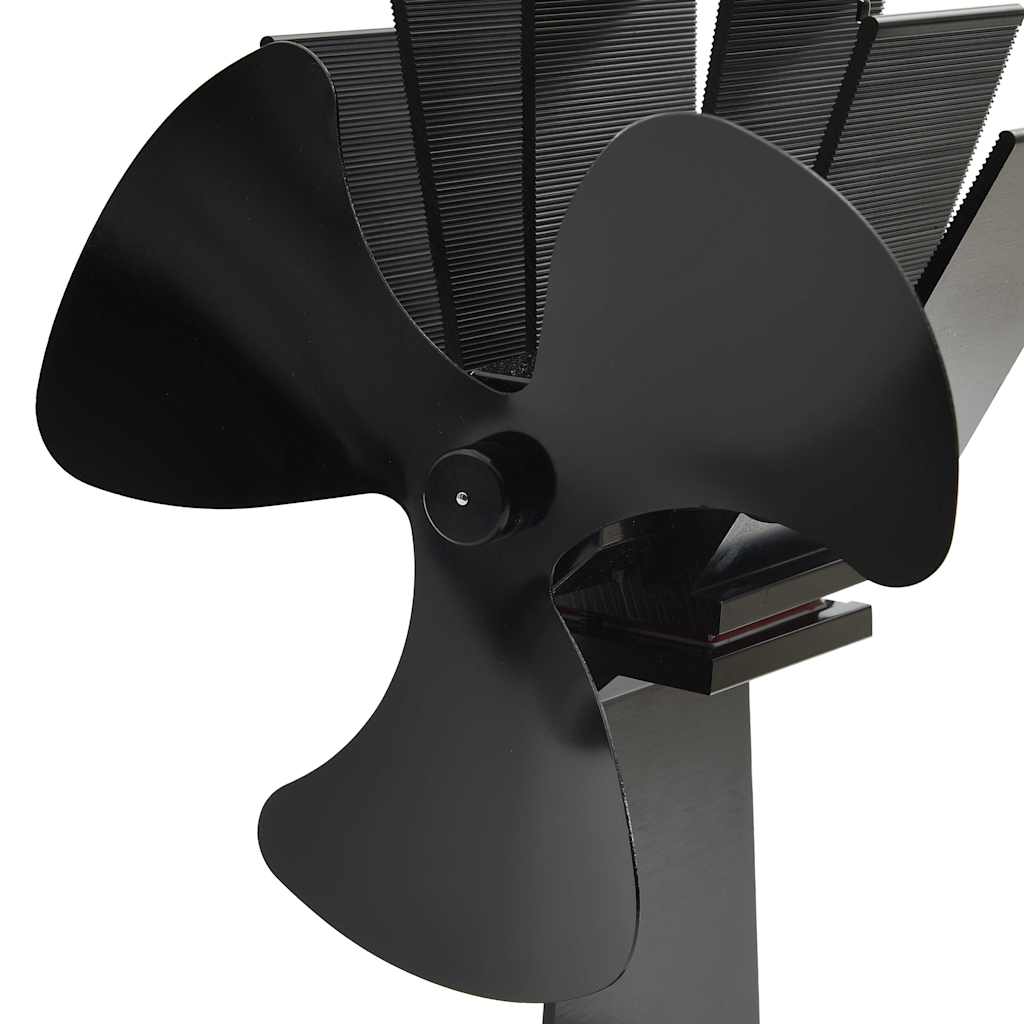 Ar krāsns siltumu darbināms ventilators, melns, 3 lāpstiņas