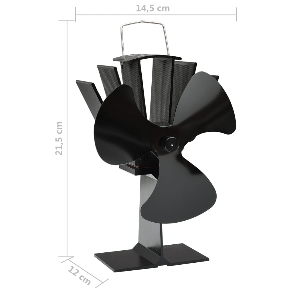 Ar krāsns siltumu darbināms ventilators, melns, 3 lāpstiņas