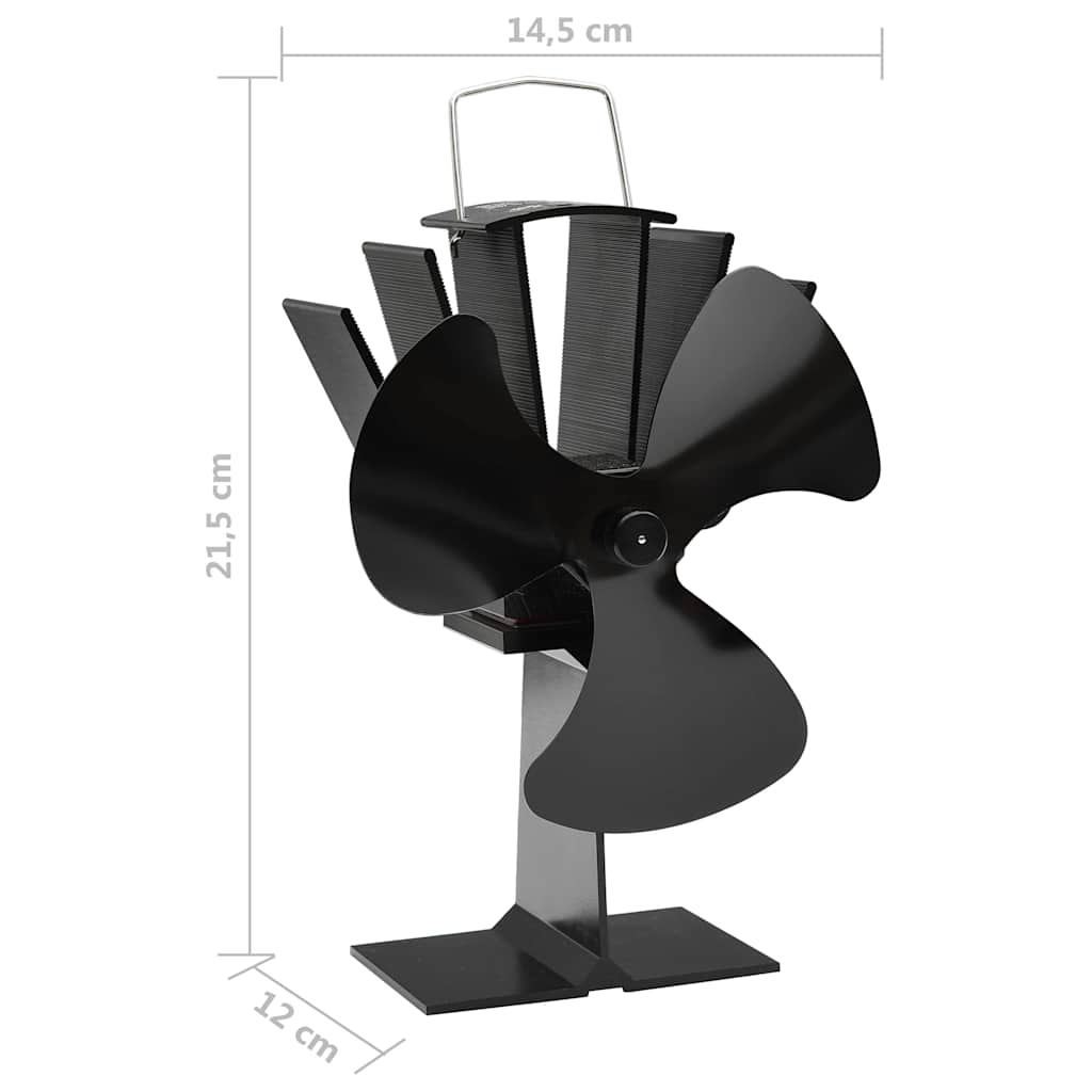 Ar krāsns siltumu darbināms ventilators, melns, 3 lāpstiņas