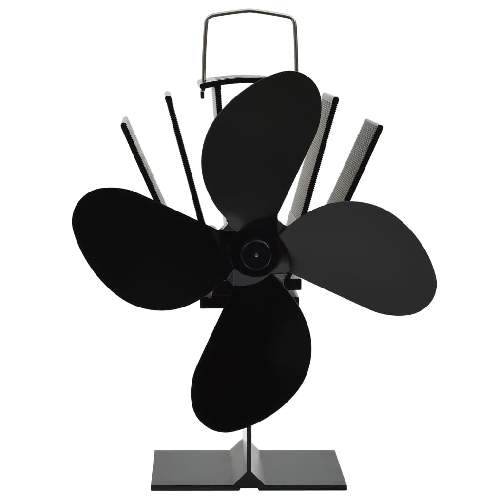 Heat powered stove fan, black, 4 blades