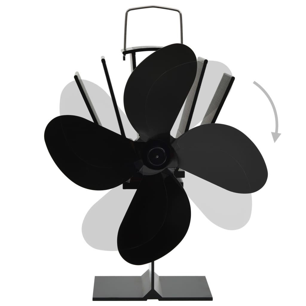 Heat powered stove fan, black, 4 blades