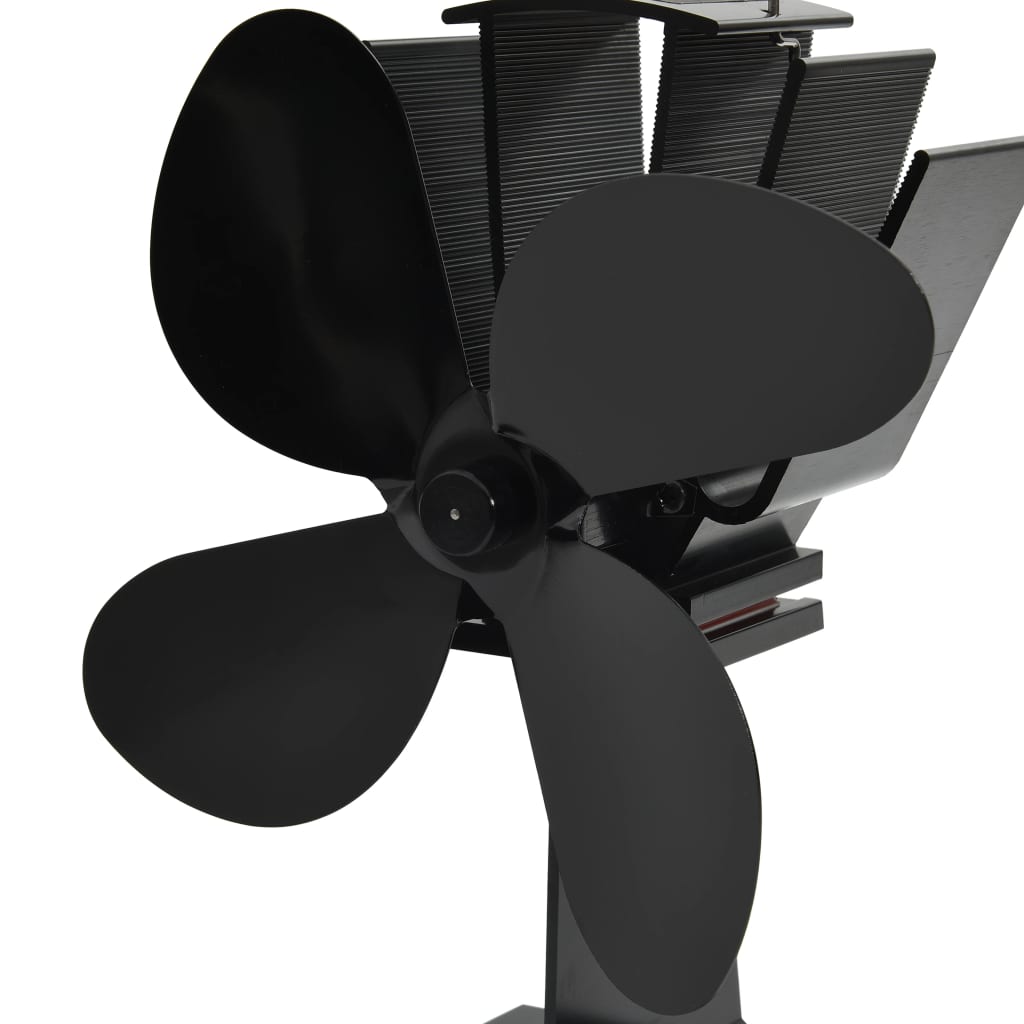 Heat powered stove fan, black, 4 blades