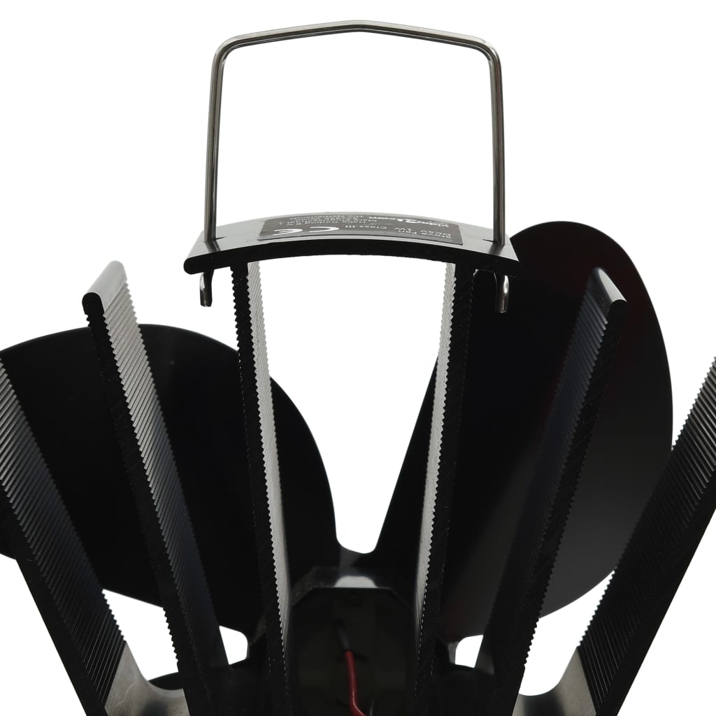 Heat powered stove fan, black, 4 blades