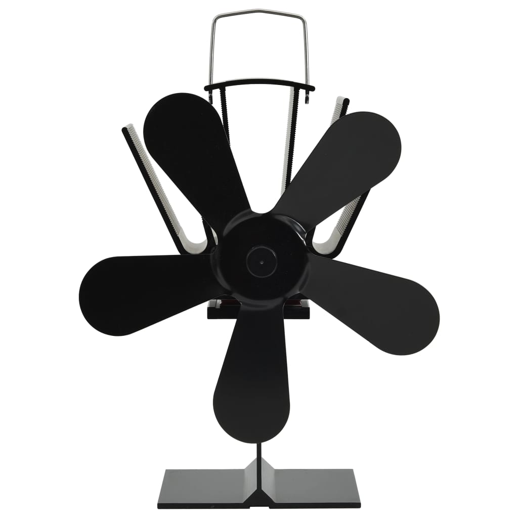 Ar siltumu darbināms plīts ventilators, melns, 5 lāpstiņas