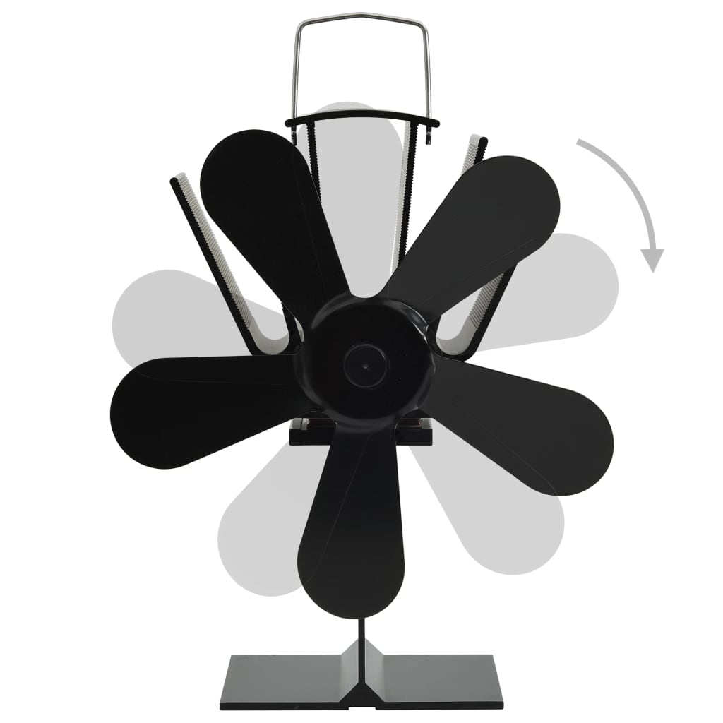 Ar siltumu darbināms plīts ventilators, melns, 5 lāpstiņas