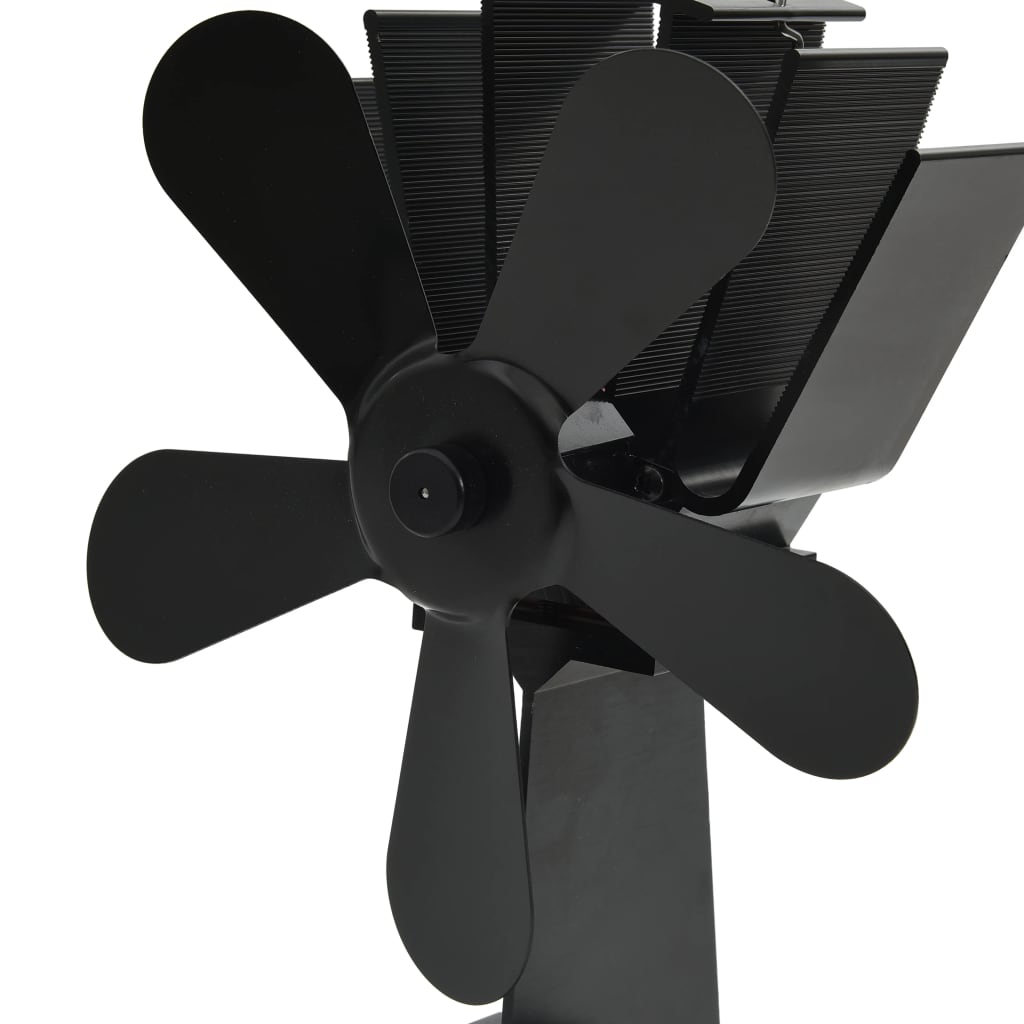 Ar siltumu darbināms plīts ventilators, melns, 5 lāpstiņas