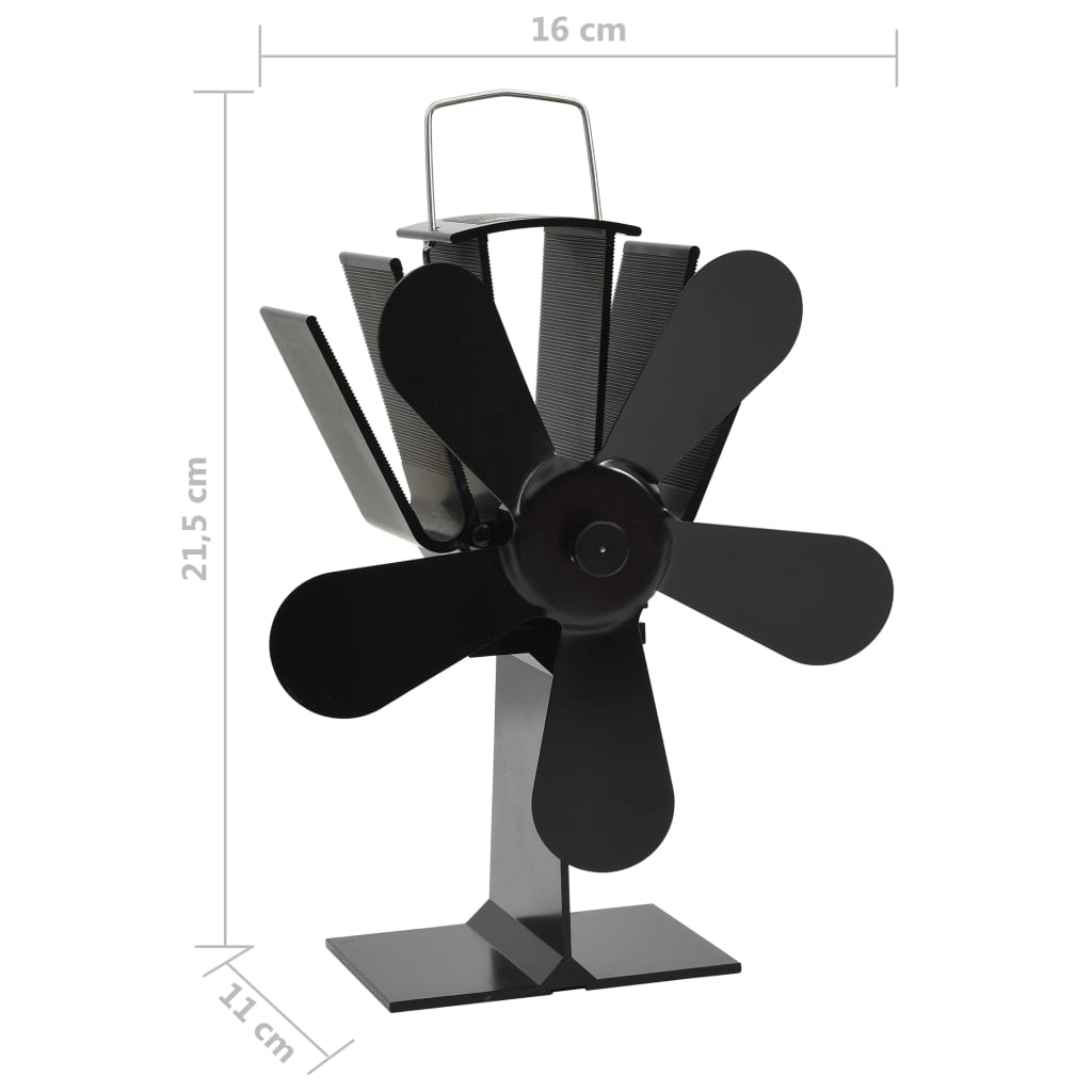 Ar siltumu darbināms plīts ventilators, melns, 5 lāpstiņas