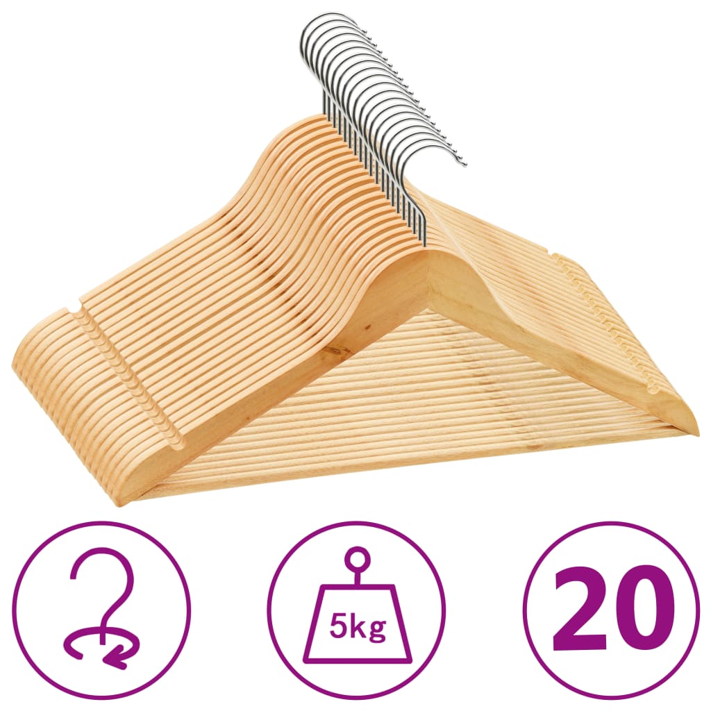 Hanger Set, 20 pcs., hardwood, non-slip