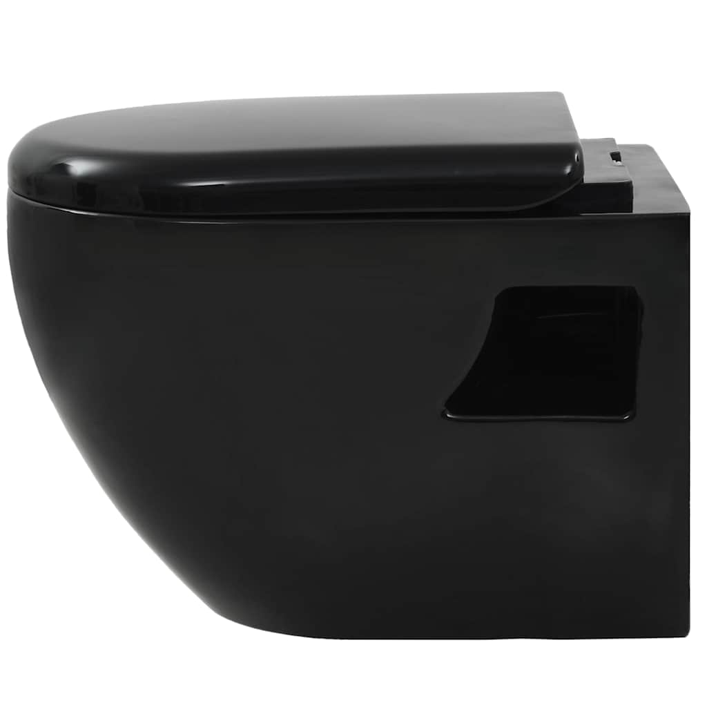 Wall-hung toilet with concealed cistern, black, ceramic