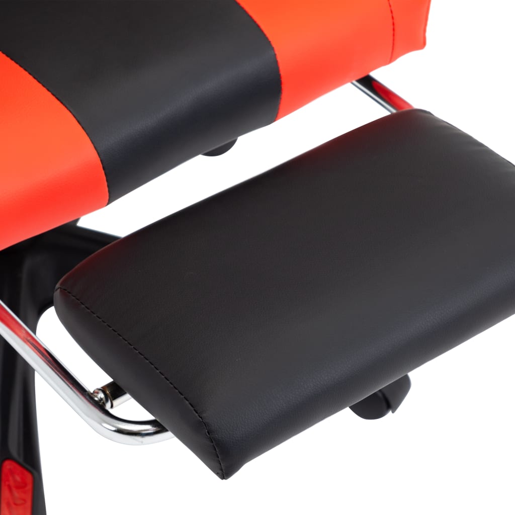 Gaming chair with footrest, red and black, artificial leather
